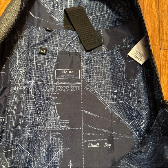 JanSport Backpack Cool Student Laptop Gray Faux Brown Leather Bottom - Picture 11 of 13